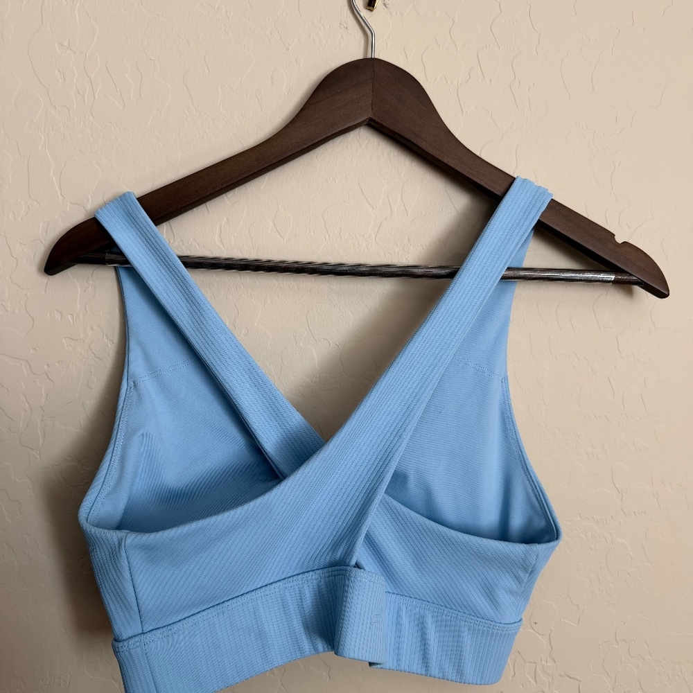 Blue Ribbed Cross-Back Sports Bra Gymshark - Picture 3 of 4
